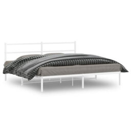 Berkfield Metal Bed Frame Without Mattress With Headboard White 180X200Cm - thumbnail 1