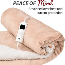 Glamhaus Heated Throw Electric Fleece Over Blanket Sofa Bed Large 160 X 130Cm Toasted Almond - thumbnail 3
