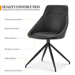 Bravich Lisbon Faux Leather Office Swivel Chair - Black - thumbnail 4