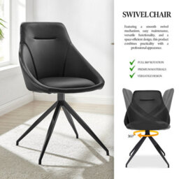 Bravich Lisbon Faux Leather Office Swivel Chair - Black - thumbnail 2