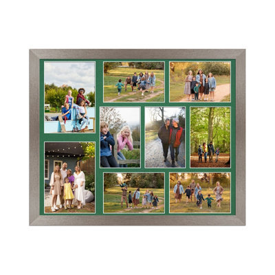 AK Frames 20X16 Aluminum Modern Multi Photo Frame With Emerald Mount - Holds 9 Apertures (2X) 7X5, (7X) 6X4 Photos - image 1