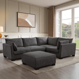 Home Detail Renns Corner Sofa, Right-Hand Facing With Footstool, Dark Grey Linen - thumbnail 1