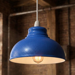 Retro Navy Blue Metal Ceiling Lampshade With Textured Finish For Living Room Bedroom Or Hallway - thumbnail 6