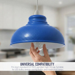 Retro Navy Blue Metal Ceiling Lampshade With Textured Finish For Living Room Bedroom Or Hallway - thumbnail 5