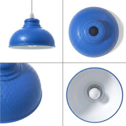 Retro Navy Blue Metal Ceiling Lampshade With Textured Finish For Living Room Bedroom Or Hallway - thumbnail 4