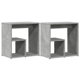 Berkfield Side Tables 2 Pcs Concrete Grey 50X30X50 Cm Engineered Wood - thumbnail 2