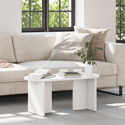 Berkfield Coffee Table White 80 X 39.5 X 35 Cm Solid Pine Wood - image 1