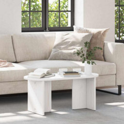 Berkfield Coffee Table White 80 X 39.5 X 35 Cm Solid Pine Wood - thumbnail 1