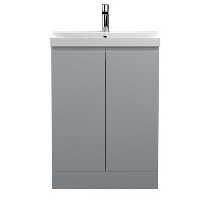 Hudson Reed Urban Satin Grey Floor Standing 2 Door Vanity Unit And Basin With Silent Close, 860 X 610 X 395 - image 1