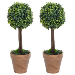 Vidaxl Artificial Boxwood Plants 2 Pcs With Pots Ball Shaped Green 33 Cm - thumbnail 1