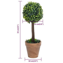 Vidaxl Artificial Boxwood Plants 2 Pcs With Pots Ball Shaped Green 33 Cm - thumbnail 6