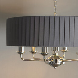 Luminosa Lighting Luminosa Highclere Single Shade Pendant Light Bright Nickel Plate, Charcoal Fabric - thumbnail 3