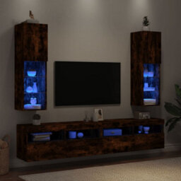 Walplus Tv Cabinets With Led Lights 2 Pcs Smoked Oak 30.5X30X102 Cm - thumbnail 4