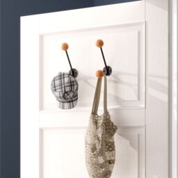 GoodHome Corne Black & Natural Wall-Mounted Hat & Coat Hook (H)102mm (D)102mm - thumbnail 2