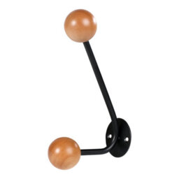 GoodHome Corne Black & Natural Wall-Mounted Hat & Coat Hook (H)102mm (D)102mm