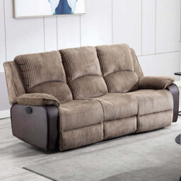 More4Homes Postana Manual High Back Jumbo Cord Fabric Recliner 3 Seater Sofa (Brown) - thumbnail 8