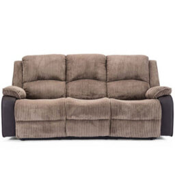 More4Homes Postana Manual High Back Jumbo Cord Fabric Recliner 3 Seater Sofa (Brown) - thumbnail 3