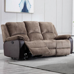 More4Homes Postana Manual High Back Jumbo Cord Fabric Recliner 3 Seater Sofa (Brown) - thumbnail 1
