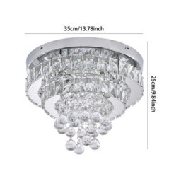 Living And Home 34W Modern Led Ceiling Light With K9 Crystal Shade, 6000K Cool White Lighting - thumbnail 8