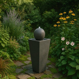 Mda Designs Osiris Outdoor Sphere And Column Water Feature Led Lit Self-Contained Garden And Patio Water Fountain - thumbnail 2
