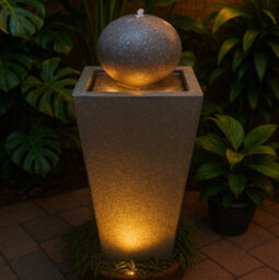 Mda Designs Osiris Outdoor Sphere And Column Water Feature Led Lit Self-Contained Garden And Patio Water Fountain - thumbnail 9