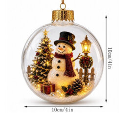 Amorly Lighted Christmas Ornament Clear Pvc Globe Hanging Decoration Glowing Christmas Ornament For Christmas Tree Holiday Decor(Snowman) - thumbnail 6