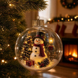 Amorly Lighted Christmas Ornament Clear Pvc Globe Hanging Decoration Glowing Christmas Ornament For Christmas Tree Holiday Decor(Snowman) - thumbnail 3