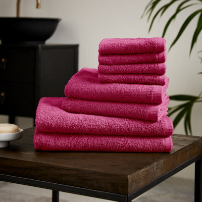Catherine Lansfield Quick Dry Cotton 30X30 Cm, 50X85 Cm, 270X120 Cm 8 Piece Towel Set Hot Pink - image 1