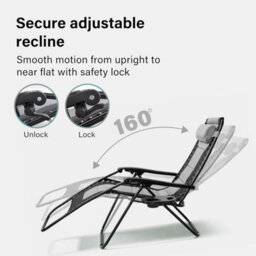 Vivo 2Pcs Extra Wide Zero Gravity Chairs Luxury Xxl Heavy Duty Padded Sun Lounger - Light Grey - thumbnail 5