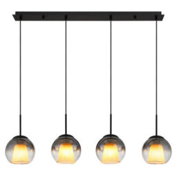 Luminosa Lighting Luminosa Barry Bar Pendant Ceiling Light Matt Black Balls Smoke Glass Shade 4X E27 - thumbnail 3