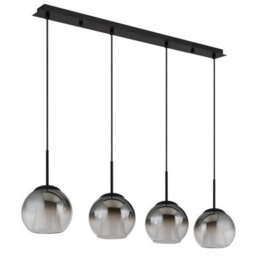 Luminosa Lighting Luminosa Barry Bar Pendant Ceiling Light Matt Black Balls Smoke Glass Shade 4X E27 - thumbnail 2