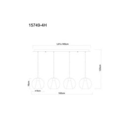 Luminosa Lighting Luminosa Barry Bar Pendant Ceiling Light Matt Black Balls Smoke Glass Shade 4X E27 - thumbnail 5