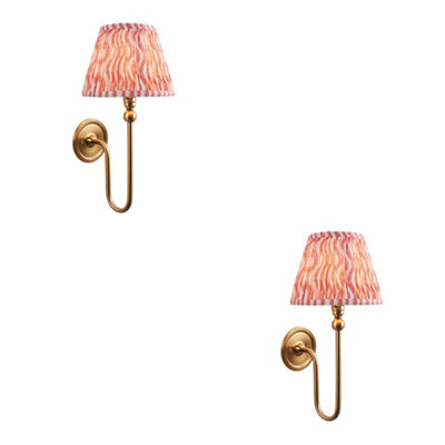 Loops Stylish 2 Pack Dimmable Wall Lights With Coral Pink Shades - image 1
