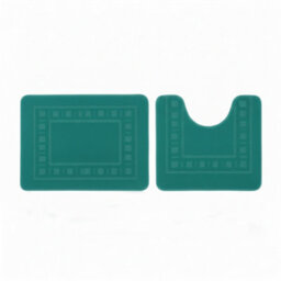 2 Piece Box Design Bath Mat Set Soft Absorbent Non-Slip Bathroom Mats Teal - thumbnail 2