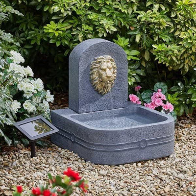 Lion Head Fountain Modern Rock Fall Water Fountain - Solar Powered Resin Recycling Water Feature - image 1