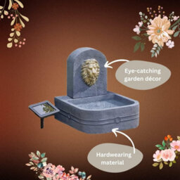 Lion Head Fountain Modern Rock Fall Water Fountain - Solar Powered Resin Recycling Water Feature - thumbnail 5