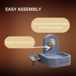 Lion Head Fountain Modern Rock Fall Water Fountain - Solar Powered Resin Recycling Water Feature - thumbnail 4
