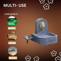 Lion Head Fountain Modern Rock Fall Water Fountain - Solar Powered Resin Recycling Water Feature - thumbnail 3