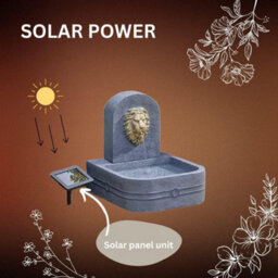Lion Head Fountain Modern Rock Fall Water Fountain - Solar Powered Resin Recycling Water Feature - thumbnail 2