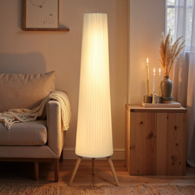 Homcom Dimmable Standing Lamp With Foot Switch, White And Natural - image 1
