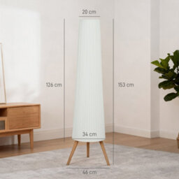 Homcom Dimmable Standing Lamp With Foot Switch, White And Natural - thumbnail 3