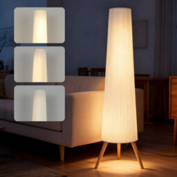 Homcom Dimmable Standing Lamp With Foot Switch, White And Natural - thumbnail 2