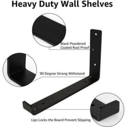 Heavy-Duty Black Scaffold Board Shelf Brackets(Set Of 4)Floating Metal Shelves - thumbnail 3