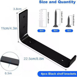 Heavy-Duty Black Scaffold Board Shelf Brackets(Set Of 4)Floating Metal Shelves - thumbnail 2
