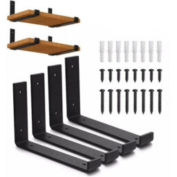 Heavy-Duty Black Scaffold Board Shelf Brackets(Set Of 4)Floating Metal Shelves - thumbnail 1