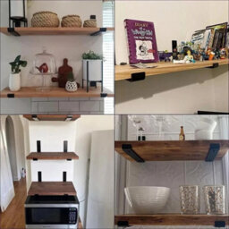 Heavy-Duty Black Scaffold Board Shelf Brackets(Set Of 4)Floating Metal Shelves - thumbnail 4