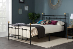 Save On Goods UK 4Ft6 Double Traditional,victorian Style Metal Tubular Steel Bed Frame Bedstead. Black Gloss Finish
