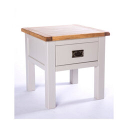 Cabinet Bits Argenta Light Grey 1 Drawer Side Table Brass Drop Handle - thumbnail 2