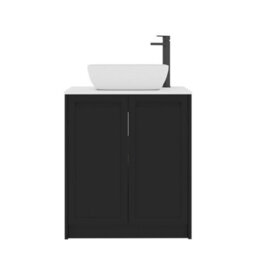 Royal Bathrooms Royal Bathroom Elmore 700mm Matt Nocturne Black Freestanding Bathroom Vanity Unit 2 Door Plain White Worktop With Elva Basin - thumbnail 7