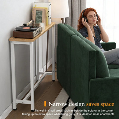 White 1 Tier Long Console Table Sofa Table Furniture Hallway Table Entryway Display Shelfrack - image 1